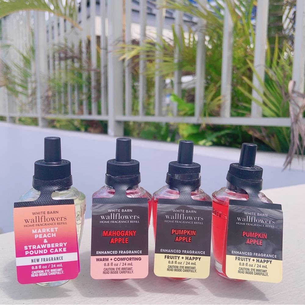 BBW pumpkin apple & market peach and strawberry pound cake wallflower refill set